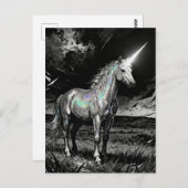Unicorn Black and White ポストカード (正面/裏面)