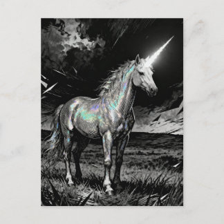 Unicorn Black and White ポストカード