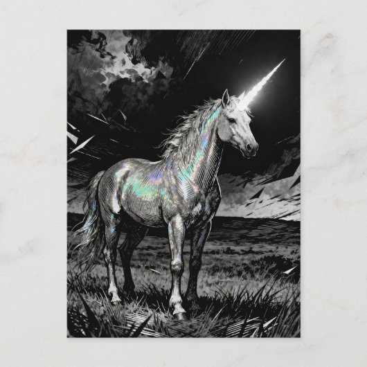 Unicorn Black and White ポストカード (正面)