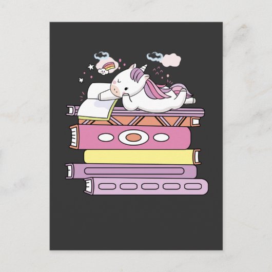 Unicorn Book'読s Girl Reader Future Librarian ポストカード (正面)