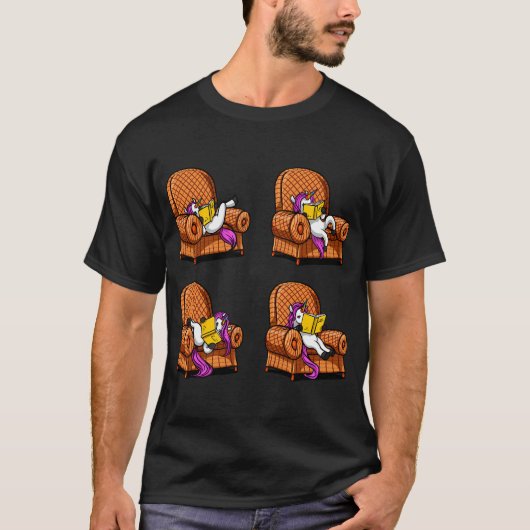 Unicorn Book Reading Poses Tシャツ (正面)