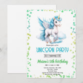 Unicorn boy birthday party invitation 招待状 (正面/裏面)