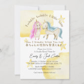 Unicorn Boy Girl Twinkle Little Star Gender Reveal 招待状 (正面)