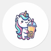 unicorn bubble tea lover ラウンドシール (正面)