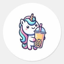unicorn bubble tea lover ラウンドシール