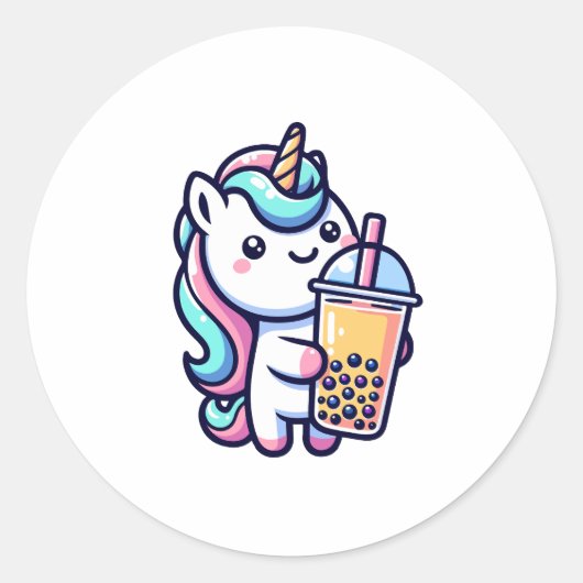 unicorn bubble tea lover ラウンドシール (正面)