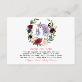 Unicorn Burgundy花の本For Baby Shower エンクロージャーカード