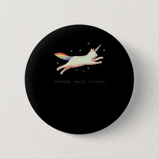Unicorn Catステッキによるダイバーシティエクイティ包摂 缶バッジ (正面)