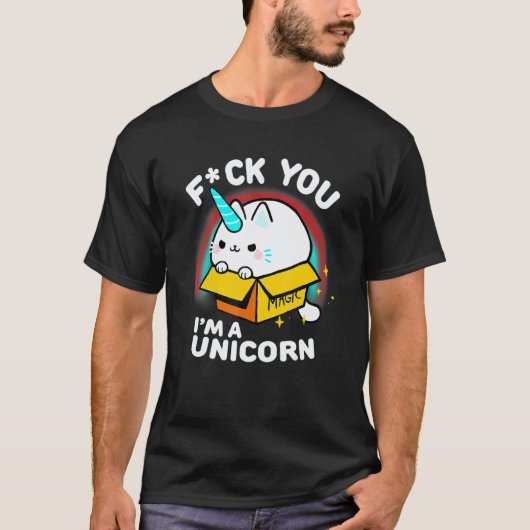Unicorn Cat Cute Animal Sassy Quote Tシャツ (正面)