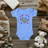 Unicorn Cat Dreams Magical Moon Hearts ベビーボディスーツ