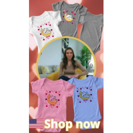 Unicorn Cat Dreams Magical Moon Hearts  ベビーボディスーツ