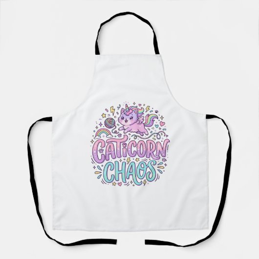 Unicorn Caticorn Chaos Cute Pastel Product Graphic エプロン (正面)