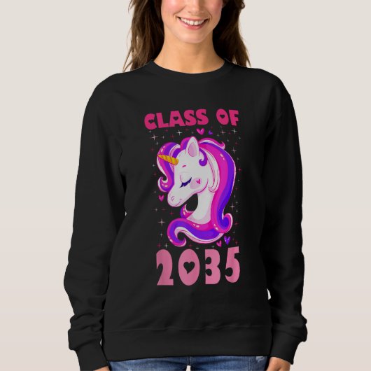 Unicorn Class Of 2035 Grow With Me Back To School スウェットシャツ (正面)