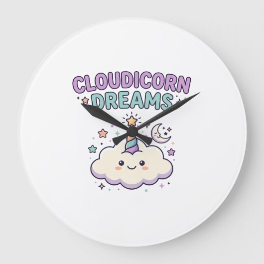 Unicorn Cloudicorn Dreams Trendy Graphic Tee Desig ラージ壁時計 (正面)