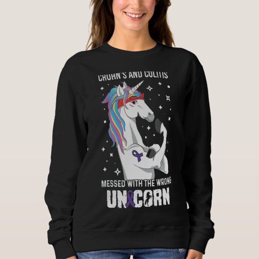 Unicorn Crohnsと大腸炎の認識度のサポート スウェットシャツ (正面)