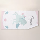 Unicorn Custom Name Cute Pink Blue  バスタオル (バスタオル)