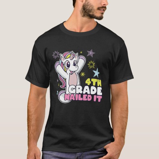 Unicorn Cute Girl Graduation 4th Grade 2021 School Tシャツ (正面)