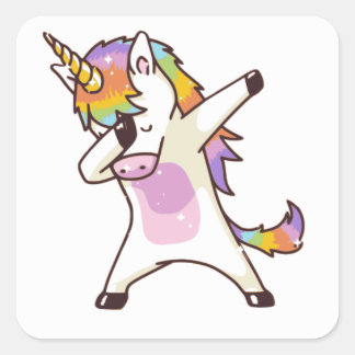 Unicorn Dabbing、女の子への贈り物 スクエアシール