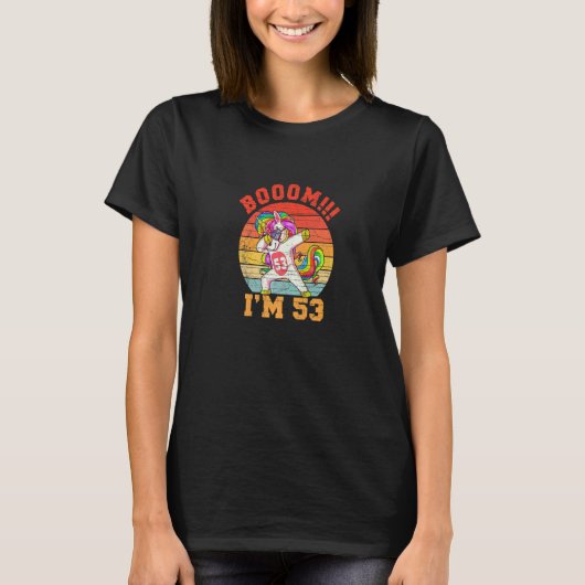 Unicorn Dabbing Bdayレトロ私は53歳の誕生日 Tシャツ (正面)