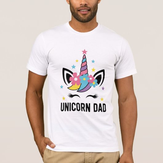 Unicorn Dad Birthday Party Bella+Canvas T-Shirt Tシャツ (正面)