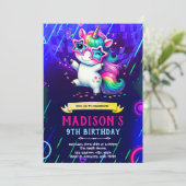 Unicorn dance birthday party invitation 招待状 (スタンド正面)