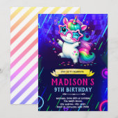 Unicorn dance birthday party invitation 招待状 (正面/裏面)