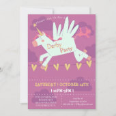 Unicorn Derby Party Invitation Kids Birthday Magic 招待状 (正面)