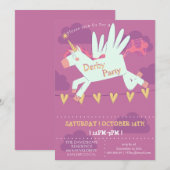 Unicorn Derby Party Invitation Kids Birthday Magic 招待状 (正面/裏面)