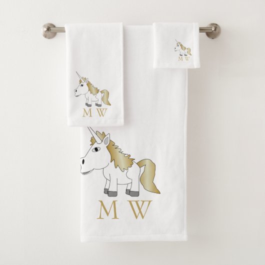 Unicorn Design Monogrammed バスタオルセット (インサイチュ)