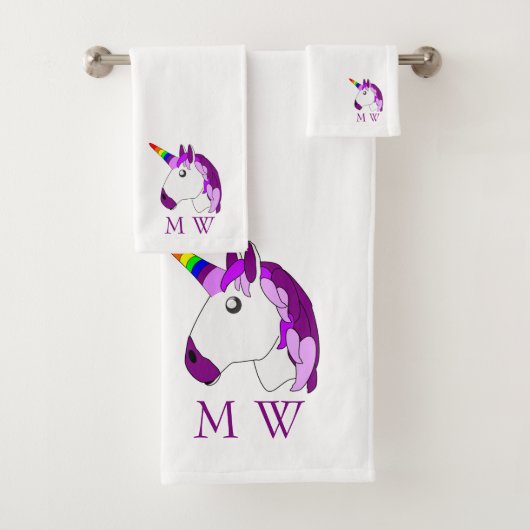 Unicorn Design Monogrammed バスタオルセット (インサイチュ)