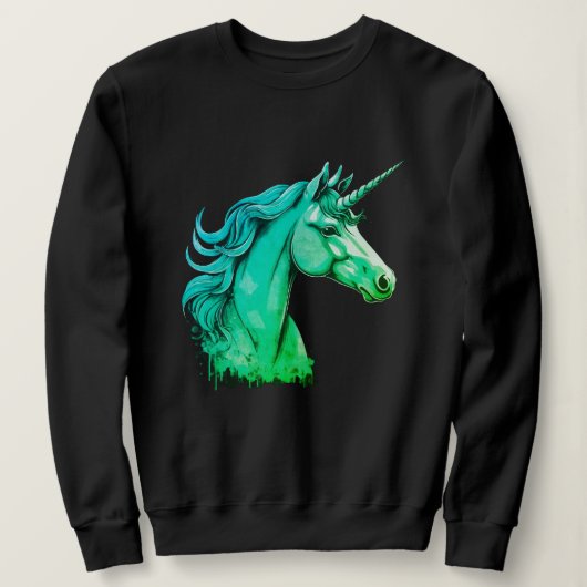 Unicorn Design – Women's Long Sleeve スウェットシャツ (デザイン正面)