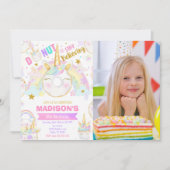 Unicorn Donut Girl Magical Sweet Birthday Photo 招待状 (正面)