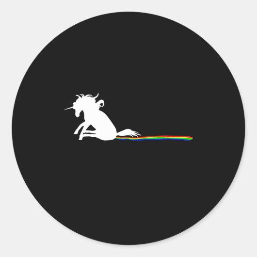 Unicorn Dragging Rainbows Funny Adult S  ラウンドシール (正面)