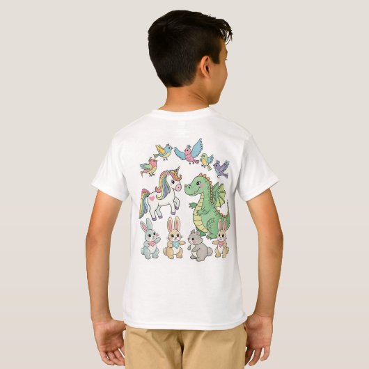 Unicorn & Dragon Tee for Kids – Double Design! Tシャツ (裏面フル)