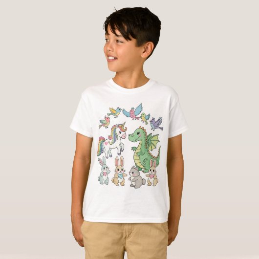 Unicorn & Dragon Tee for Kids – Double Design! Tシャツ (正面フル)