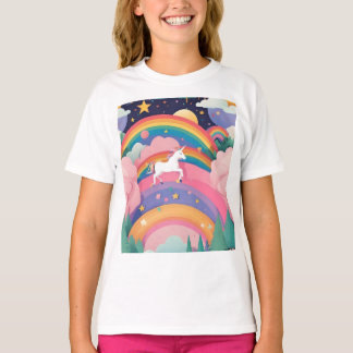 Unicorn Dreams：パステルを通した魔法の景色 Tシャツ