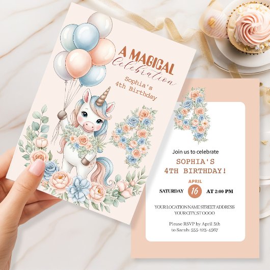 Unicorn Dreams Birthday Invitation 招待状