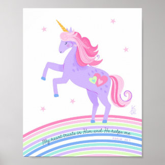 Unicorn Dreams Psalm 28:7 Wall Art print 3 of 3 ポスター
