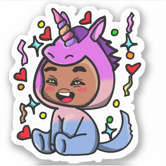 Unicorn Dress-up sticker シール (正面)