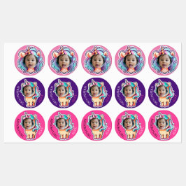 unicorn EDITABLE fotoカップケーキトッパーステッカー ラベル