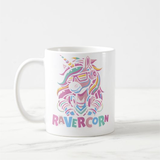 Unicorn Electro Clubbing Raver Hardtekk Techno Rav コーヒーマグカップ (左)