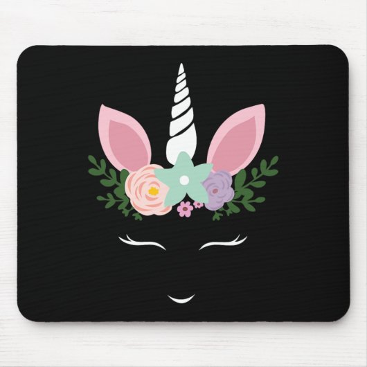 Unicorn Face Eyelashes Halloween Costume With Flow マウスパッド (正面)