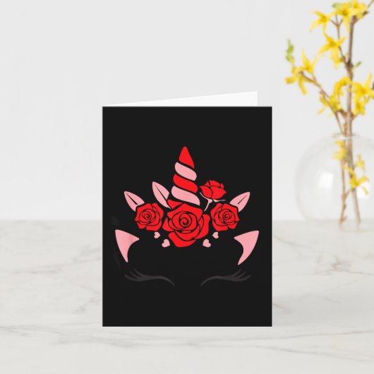 Unicorn Face Eyelashes Smile Flowers St. Valentine カード (黄色い花)