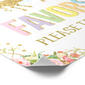 Unicorn Favors Rainbow Candy Bar Pink Gold Floral ポスター (角)