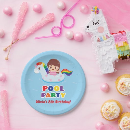 Unicorn Floatの可愛い女の子パーティー用品 ペーパープレート (パーティー)