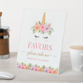 Unicorn Floral Birthday Favors Sign 台座サイン (インサイチュ)