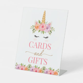Unicorn Floral Cards and Gifts Sign 台座サイン