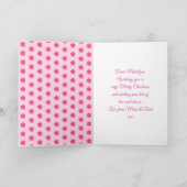 Unicorn Floral Cute Pink Merry Christmas シーズンカード (内部)