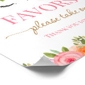 Unicorn Floral Favors Please Take One ポスター (角)