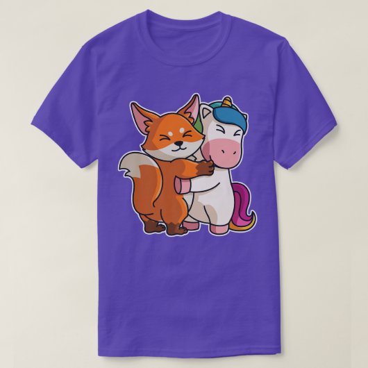Unicorn & Foかわいいかわいい動物のための女性のカドリン Tシャツ (デザイン正面)